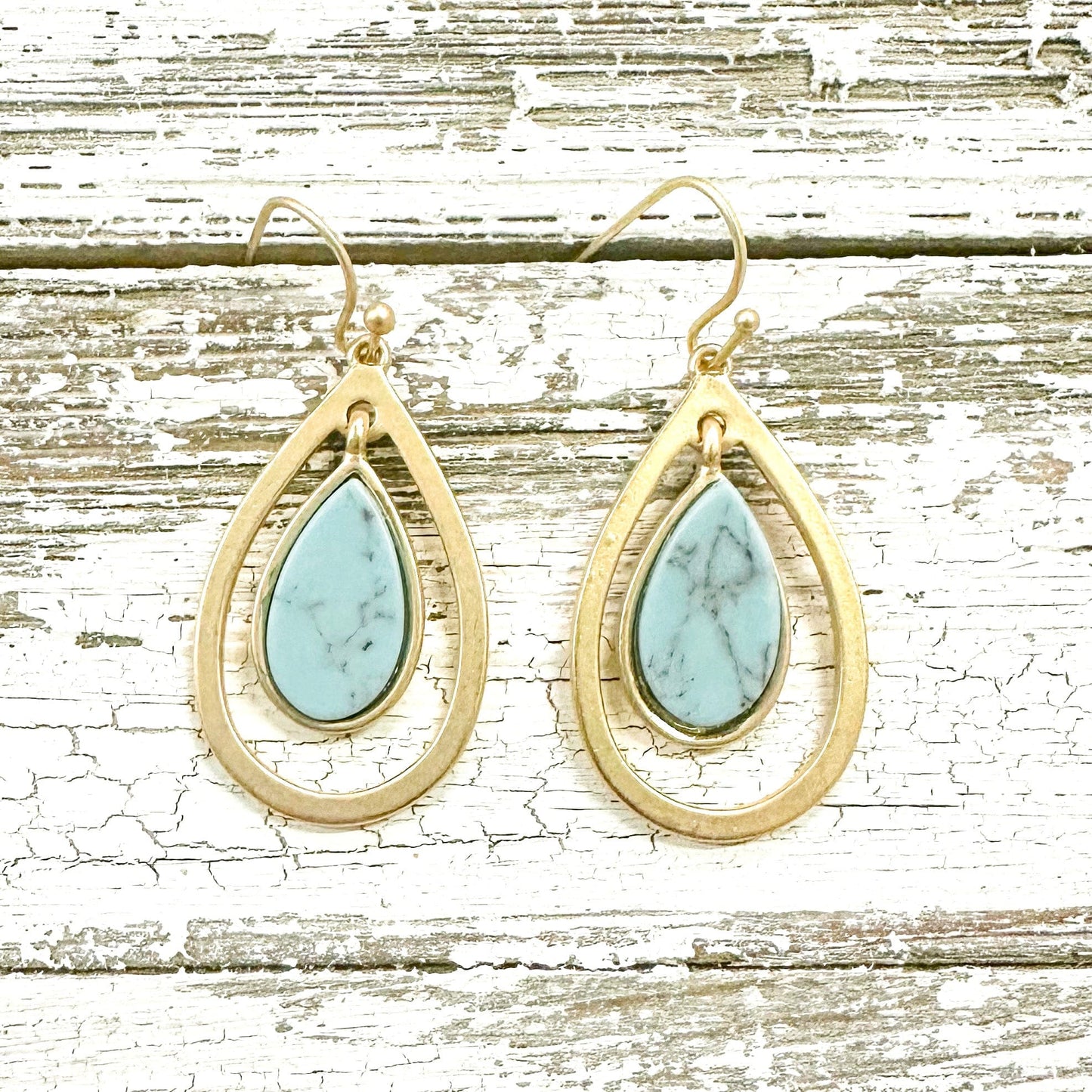 Envy Stylz Boutique Women - Accessories - Earrings Gold And Turquoise Teardrop Earrings