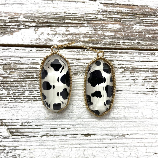 Envy Stylz Boutique Women - Accessories - Earrings Gold Cow Oval Dangle Earrings