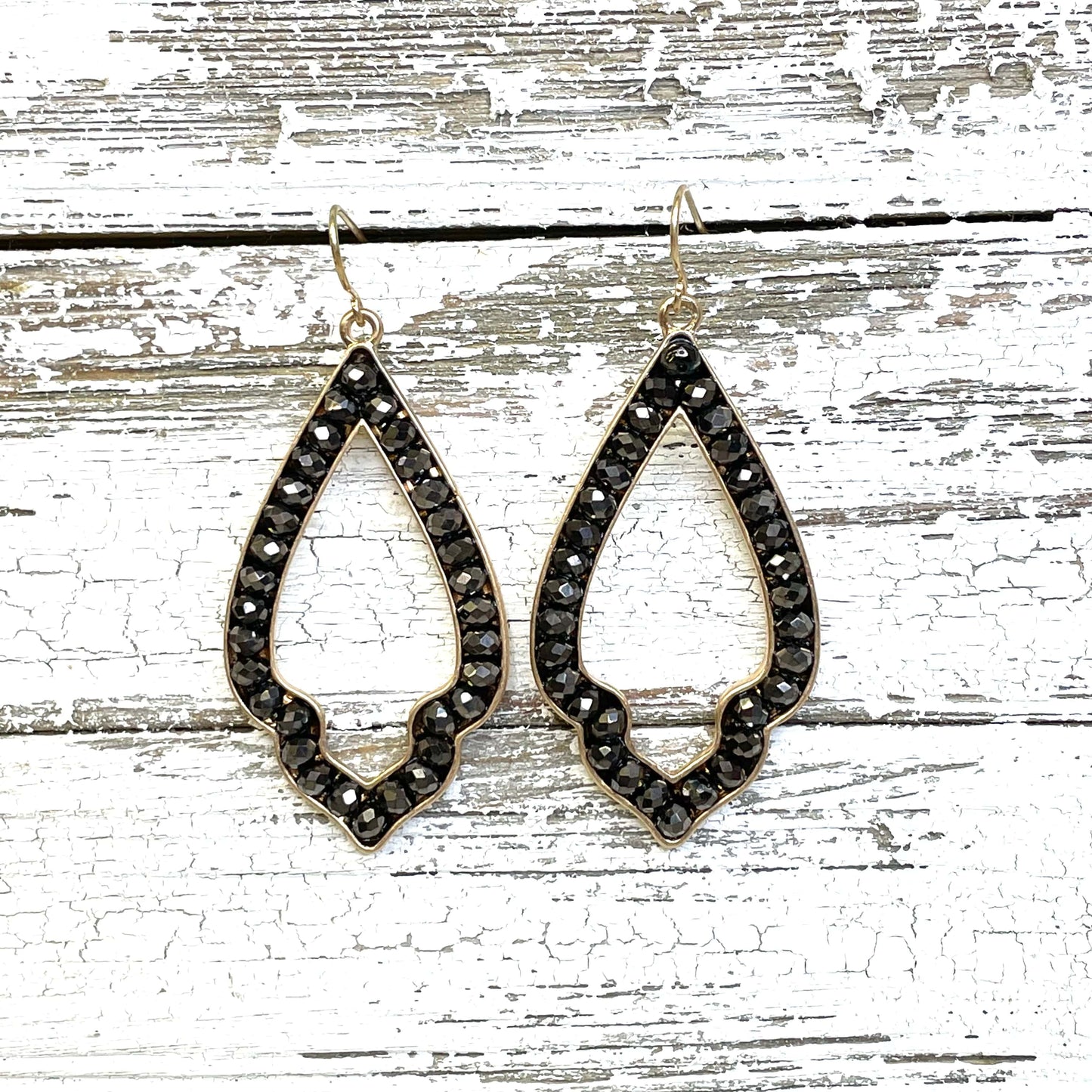 Envy Stylz Boutique Women - Accessories - Earrings Gold with Black Rhinestone Dangle Earrings