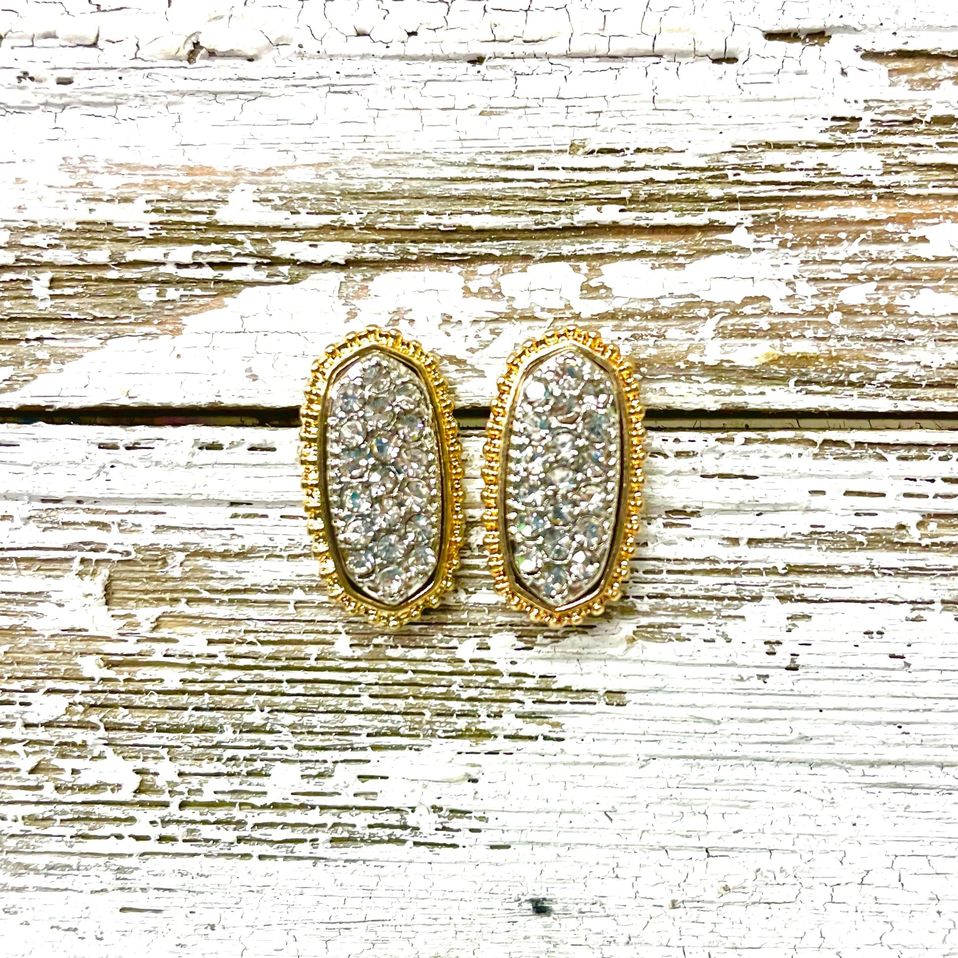 Envy Stylz Boutique Women - Accessories - Earrings Gold with Silver Rhinestone Stud Earrings