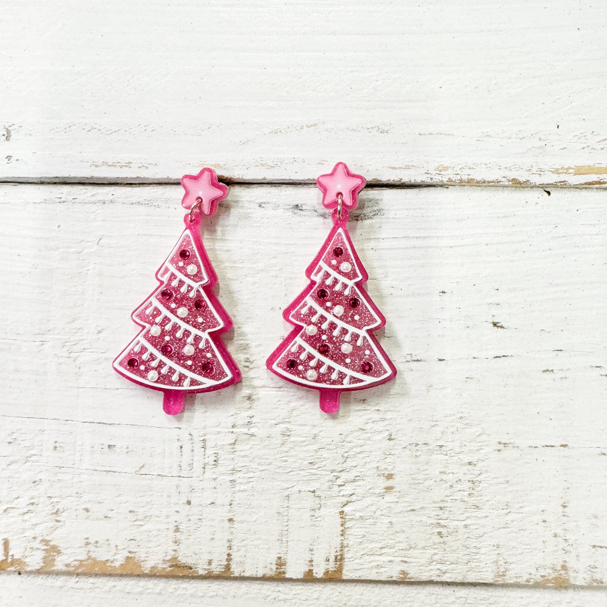 Envy Stylz Boutique Women - Accessories - Earrings Hottie Pink Christmas Tress Earrings