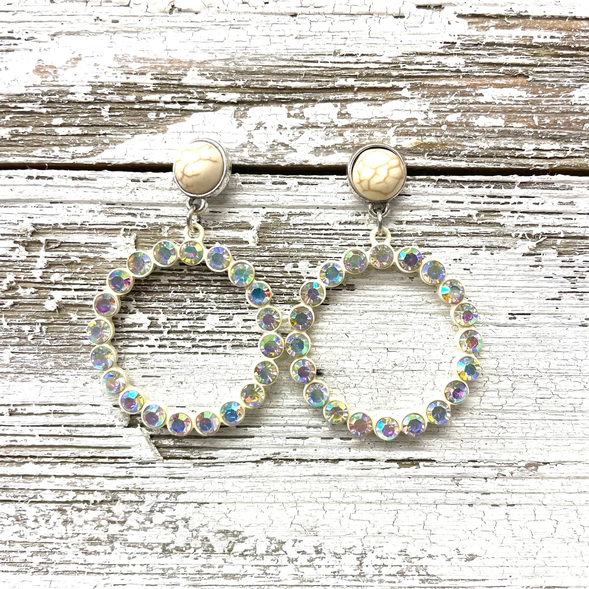 Envy Stylz Boutique Women - Accessories - Earrings Iridescent Oval Stud Dangle Earrings