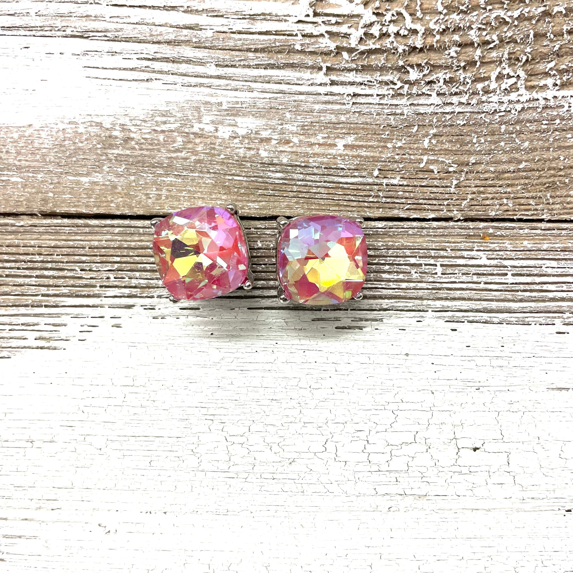 Envy Stylz Boutique Women - Accessories - Earrings Large Pink Iridescent Stud Earrings