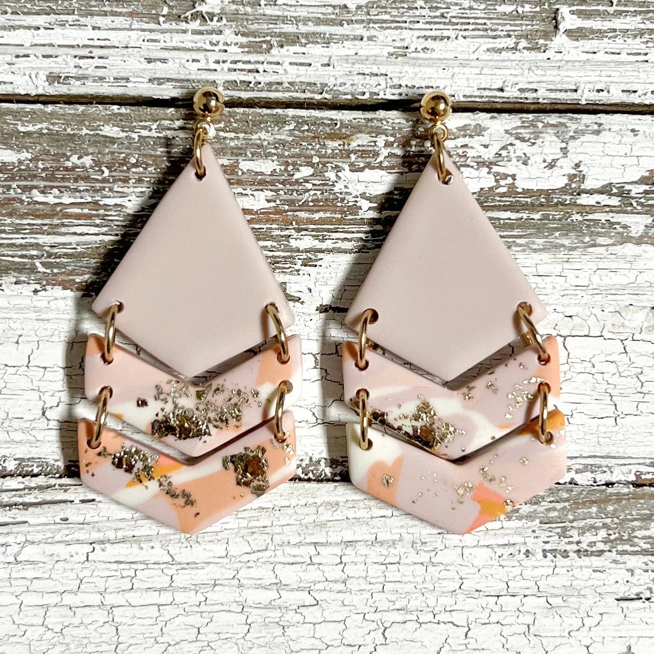 Envy Stylz Boutique Women - Accessories - Earrings Layered Light Pink Clay Earrings