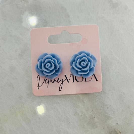 Envy Stylz Boutique Women - Accessories - Earrings Light Blue Rose Stud Earrings