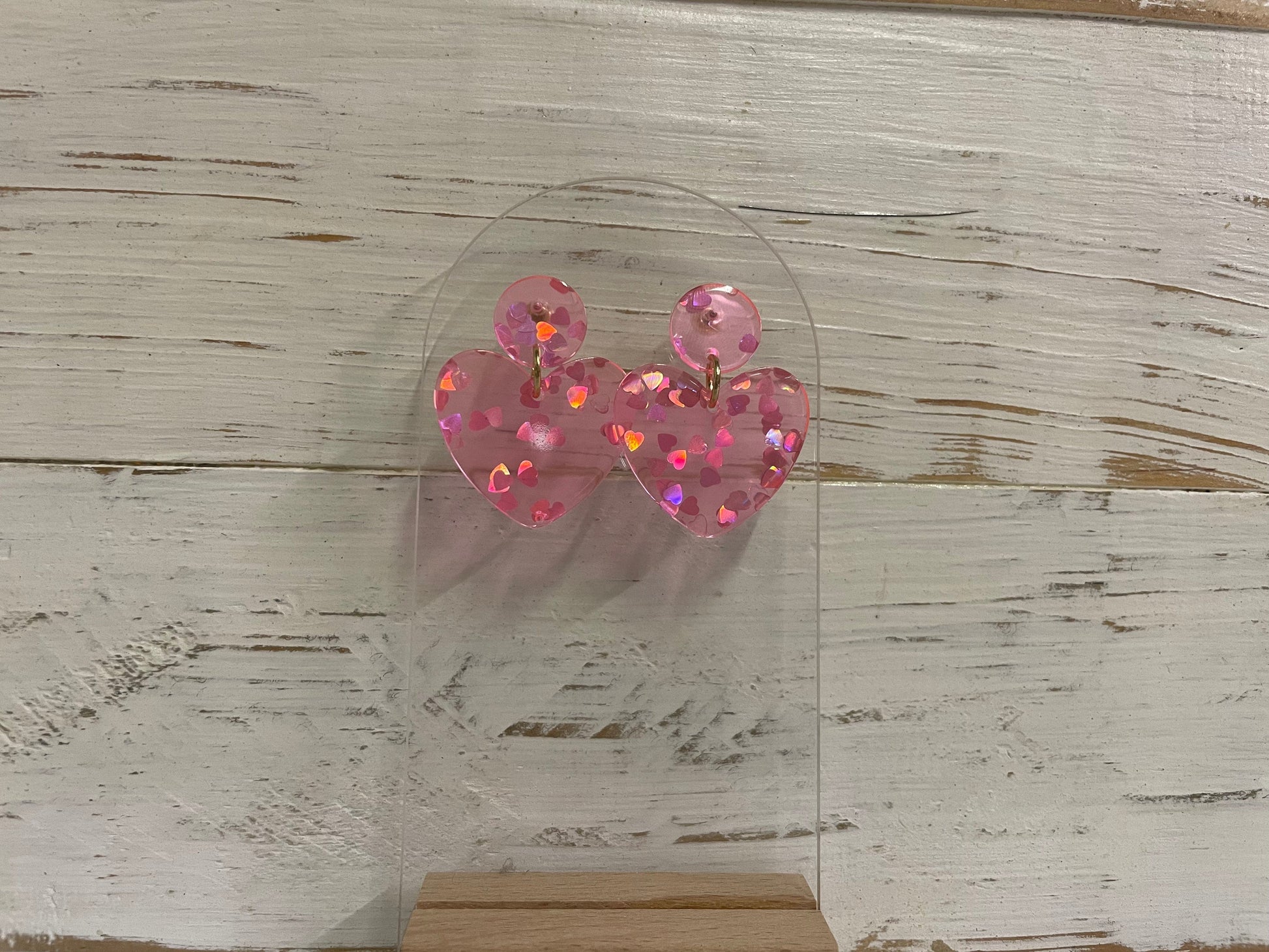 Envy Stylz Boutique Women - Accessories - Earrings Light Pink Glitter Heart Dangle Earrings