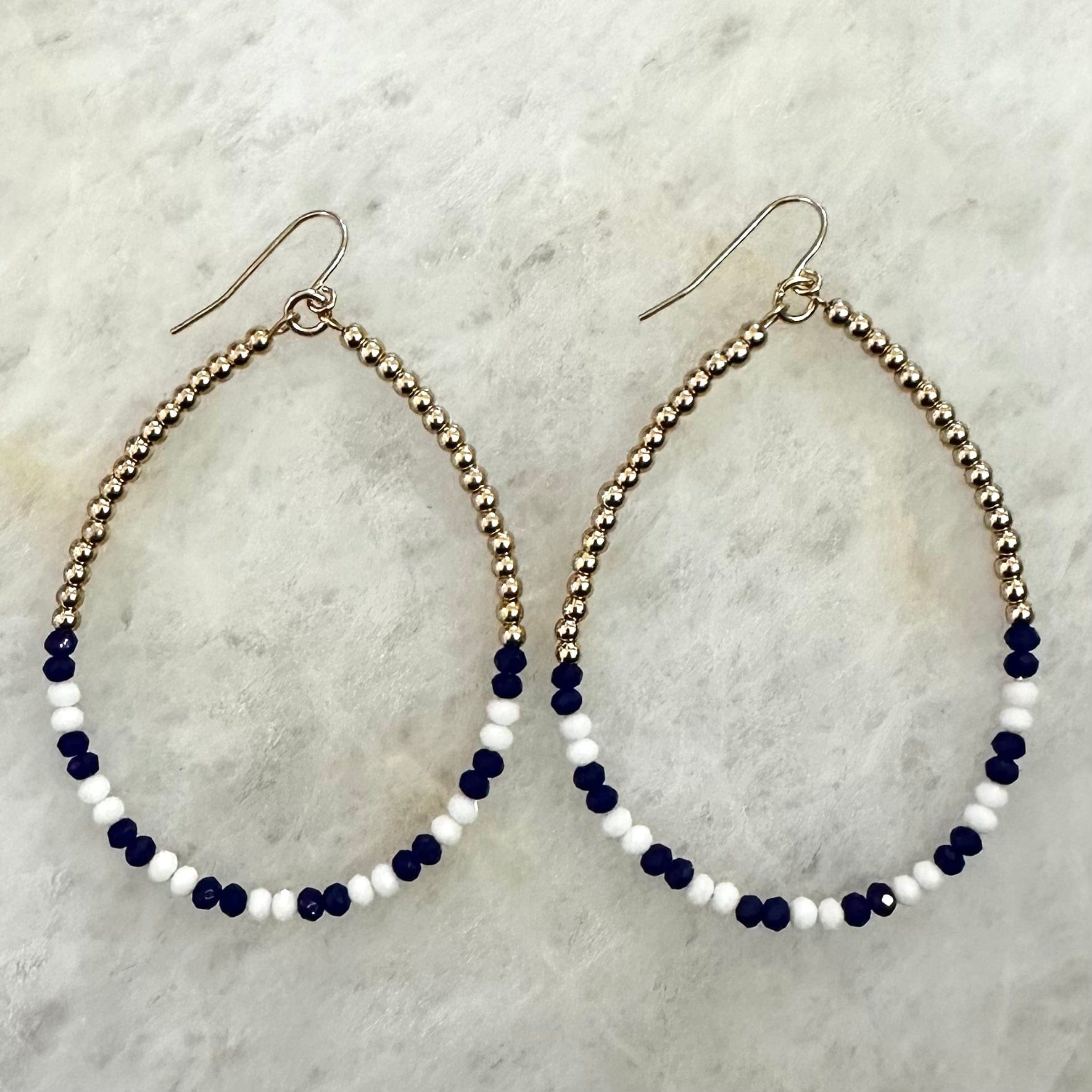 Envy Stylz Boutique Women - Accessories - Earrings Navy And Gold Beaded Dangle Earrings