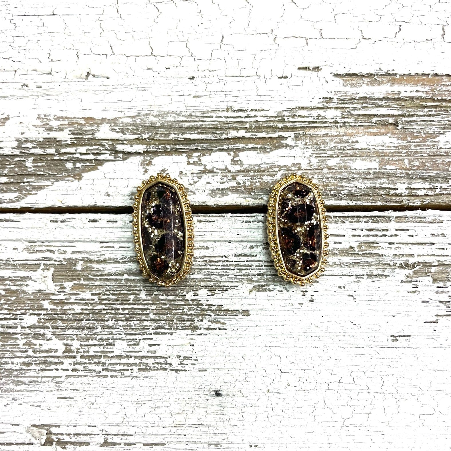 Envy Stylz Boutique Women - Accessories - Earrings Oval Glitter Leopard Stud Earrings