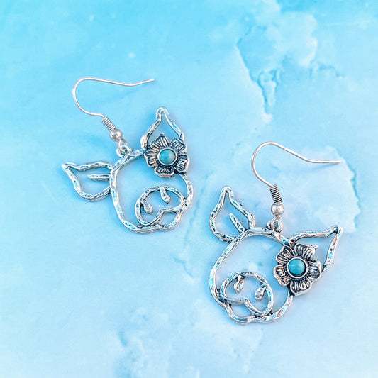 Envy Stylz Boutique Women - Accessories - Earrings Pig Flower Turquoise Earrings