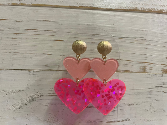 Envy Stylz Boutique Women - Accessories - Earrings Pink and Gold Heart Dangle Earrings