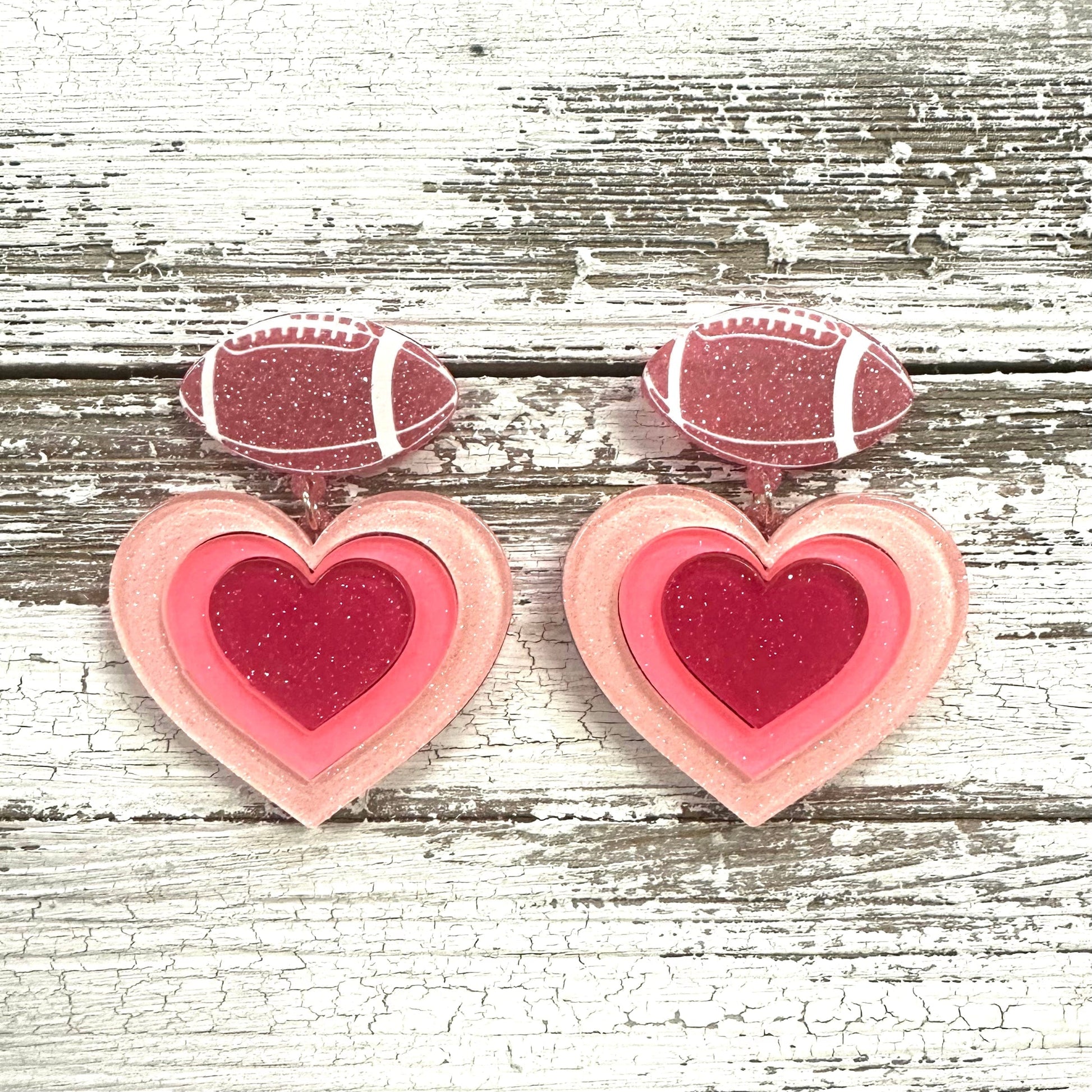 Envy Stylz Boutique Women - Accessories - Earrings Pink Football Heart Earrings