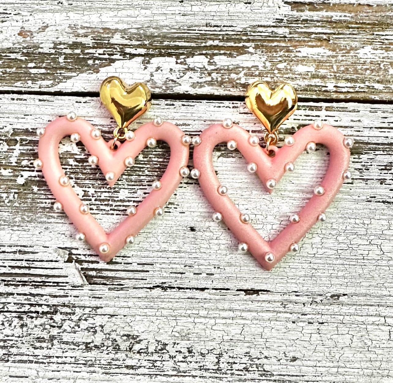 Envy Stylz Boutique Women - Accessories - Earrings Pink Pearl Heart Earrings