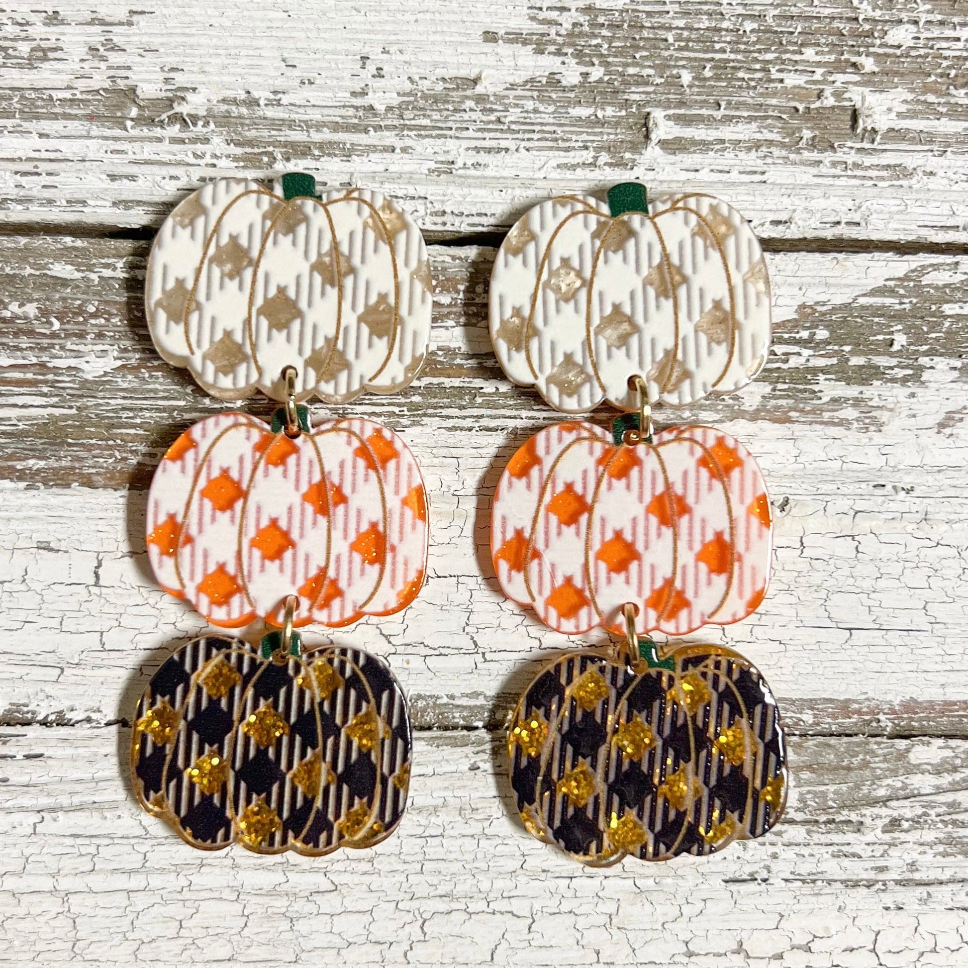 Envy Stylz Boutique Women - Accessories - Earrings Pumpkin Dangle Plaid Post Earrings