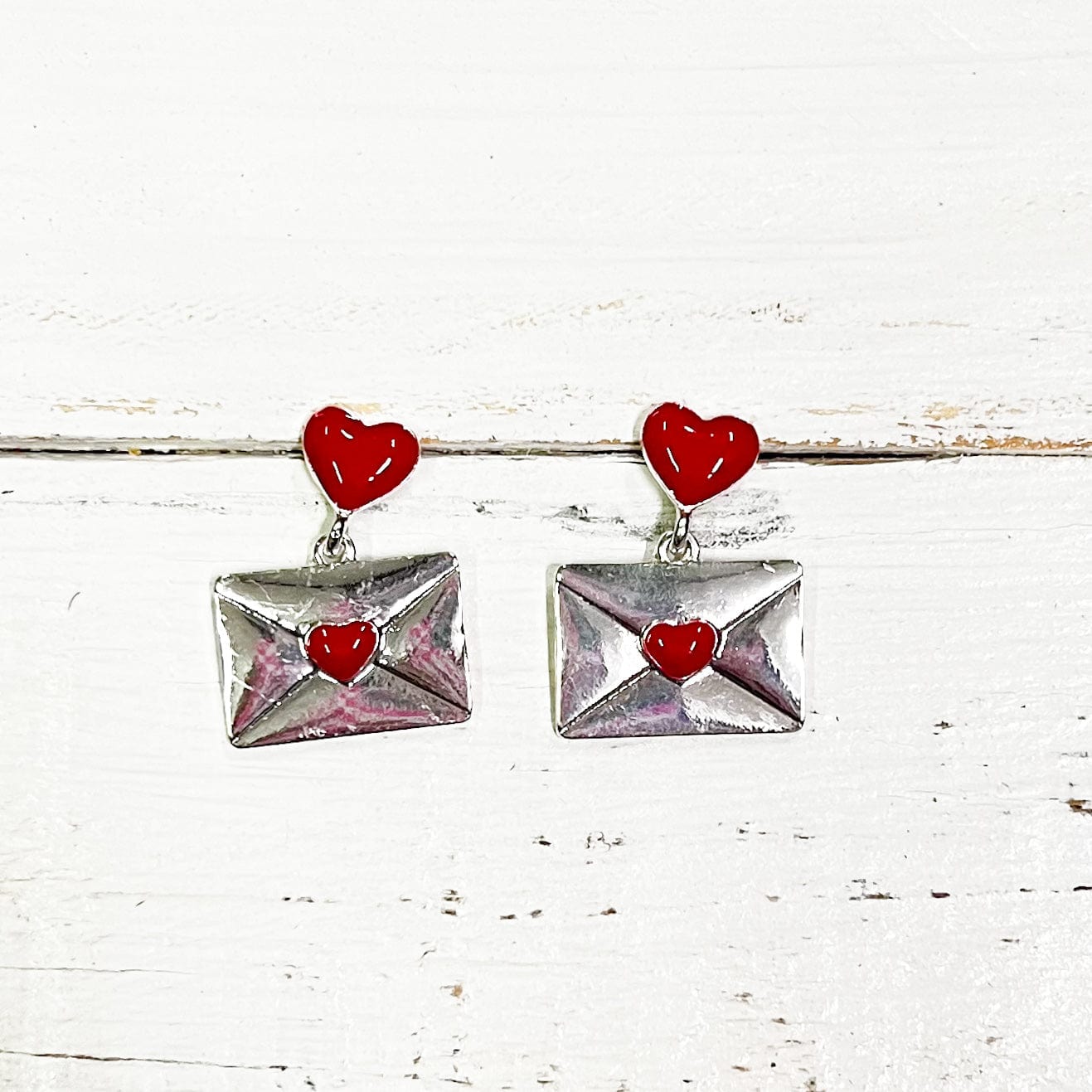 Envy Stylz Boutique Women - Accessories - Earrings Red Heart Letter Earrings