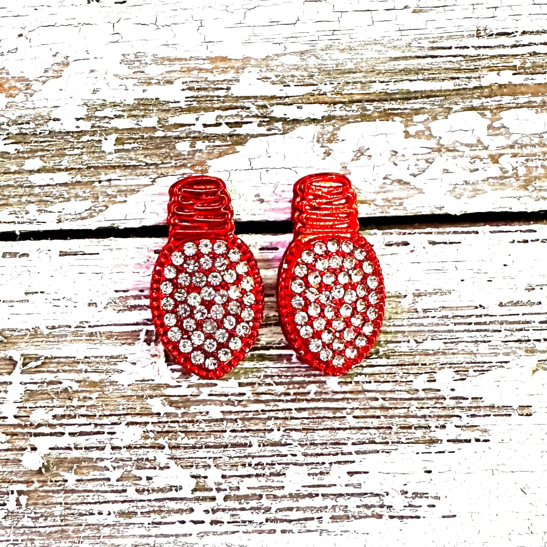 Envy Stylz Boutique Women - Accessories - Earrings Red Rhinestone Bulb Earrings