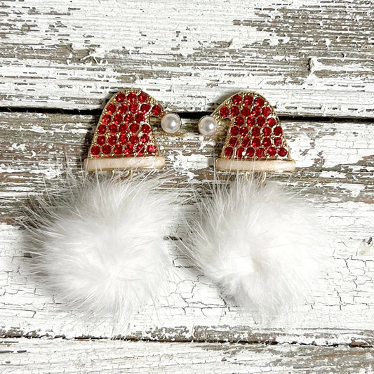 Envy Stylz Boutique Women - Accessories - Earrings Santa Hat Puff Ball Earrings