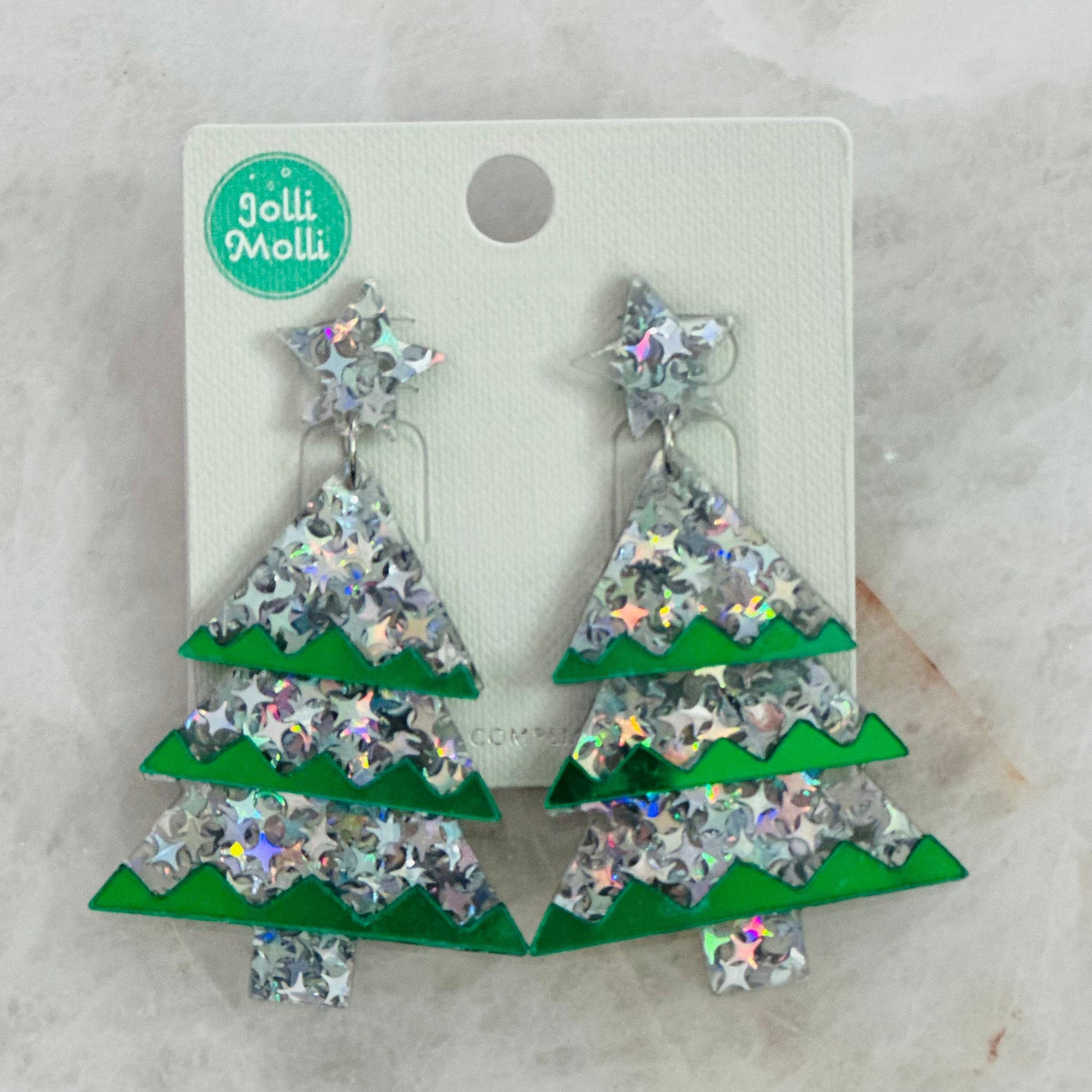 Envy Stylz Boutique Women - Accessories - Earrings Shiny Green Christmas Tree Earrings