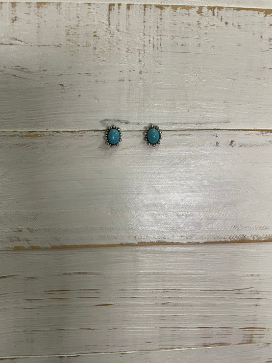 Envy Stylz Boutique Women - Accessories - Earrings Silver and Turquoise Stone Stud Earrings