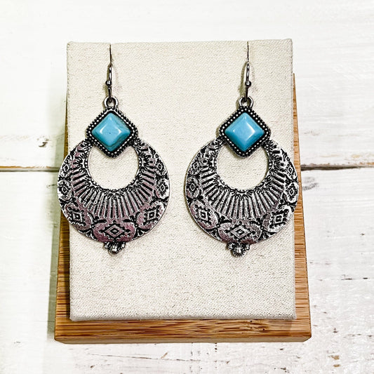 Envy Stylz Boutique Women - Accessories - Earrings Silver Turquoise Earrings