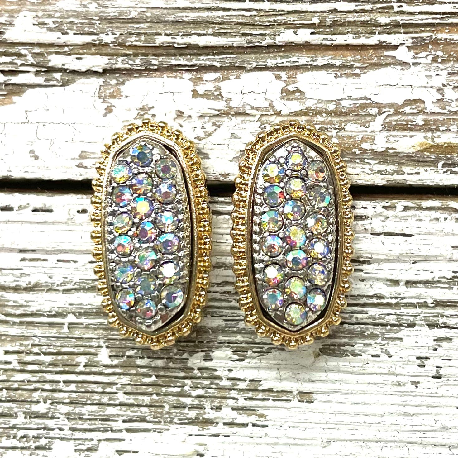 Envy Stylz Boutique Women - Accessories - Earrings Small Gold w/ Iridescent Rhinestone Stud Earrings