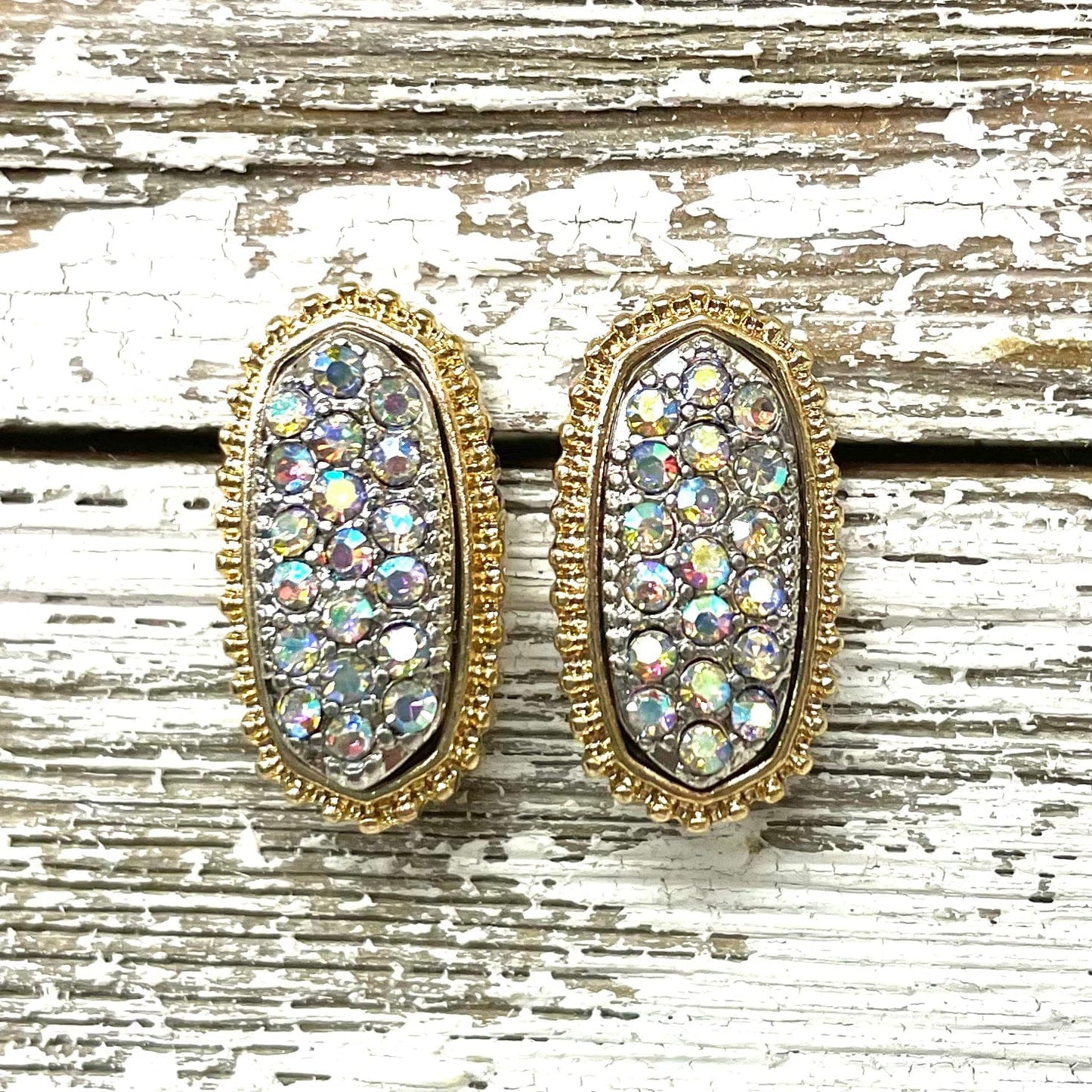 Envy Stylz Boutique Women - Accessories - Earrings Small Gold w/ Iridescent Rhinestone Stud Earrings