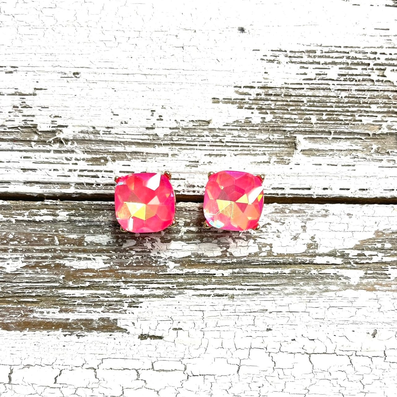 Envy Stylz Boutique Women - Accessories - Earrings Small Pink Square Iridescent Stud Earrings