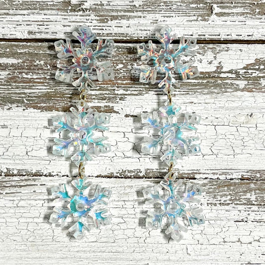Envy Stylz Boutique Women - Accessories - Earrings Triple Snowflake Dangle Earrings