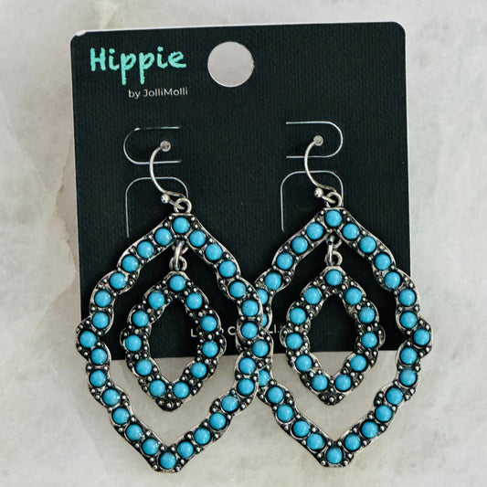 Envy Stylz Boutique Women - Accessories - Earrings Turquoise Double Beaded Teardrop Earrings