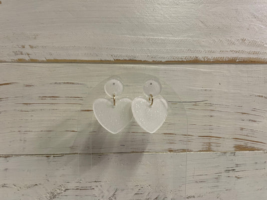 Envy Stylz Boutique Women - Accessories - Earrings White and Glitter Heart Dangle Earrings