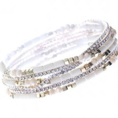 Envy Stylz Boutique Women - Accessories - Earrings White Beaded Bracelet Set