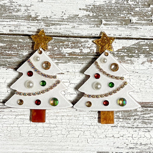 Envy Stylz Boutique Women - Accessories - Earrings White Christmas Tree Earrings