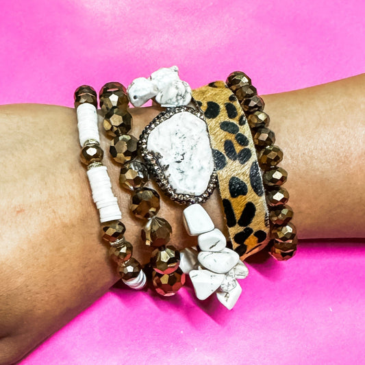 Envy Stylz Boutique Women - Accessories - Hat Mocha Leopard Bracelet Stack