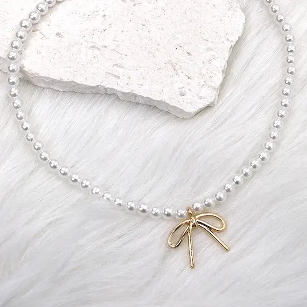 Envy Stylz Boutique Women - Accessories - Necklace Pearl Chain Bow Charm Necklace