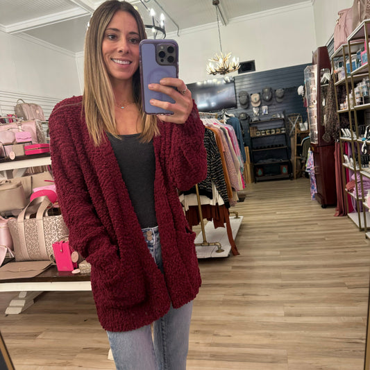 Envy Stylz Boutique Women - Apparel - Shirts - Cardigan Knitted Cardigan In Cabernet