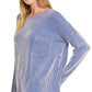 Envy Stylz Boutique Women - Apparel - Shirts - Sweater RIBBED STRIPED OVERSIZED LONG SLEEVE TOP BRIGHT BLUE