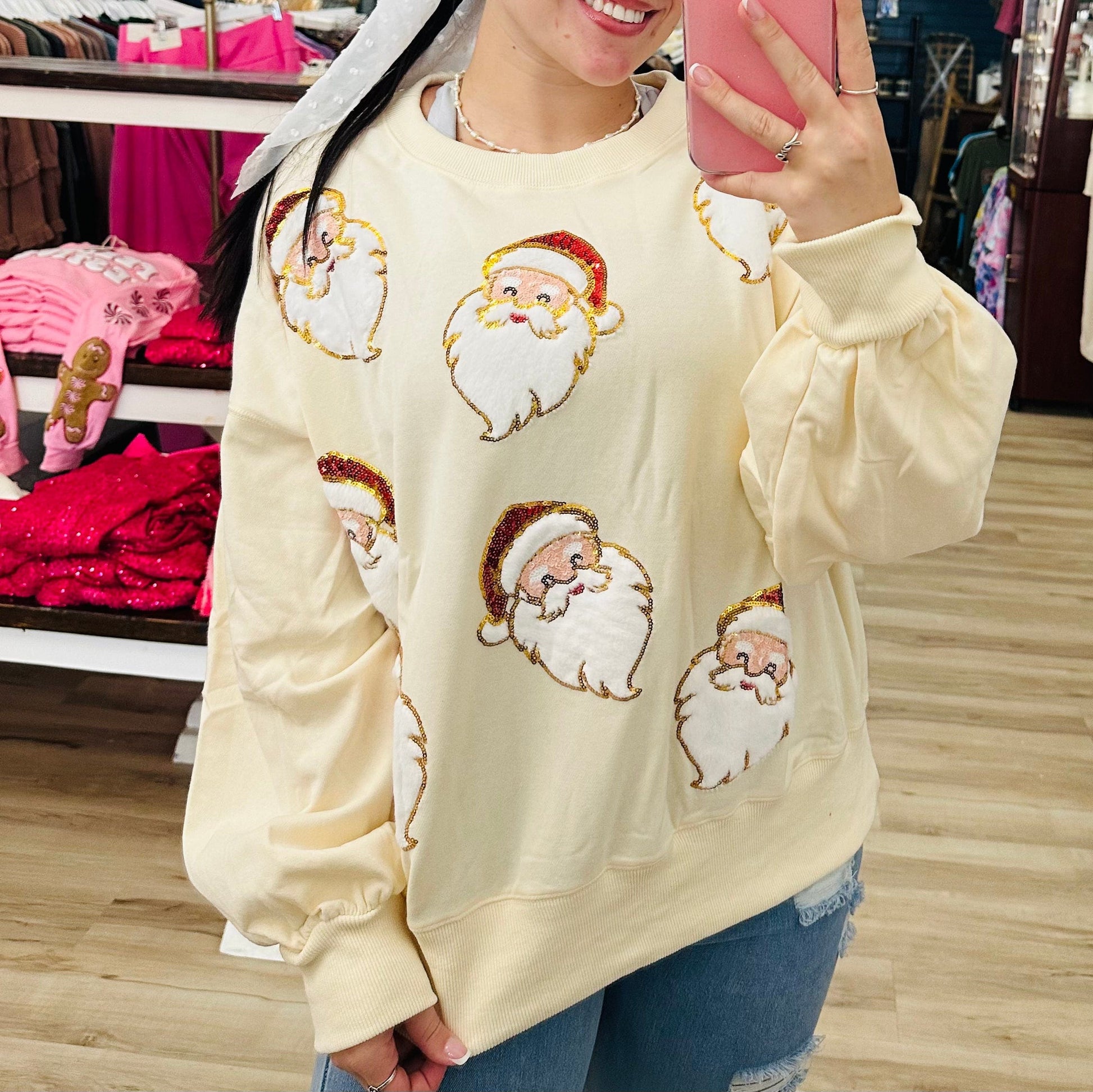 Envy Stylz Boutique Women - Apparel - Shirts - Sweatshirt Sequin Santa Christmas Sweater