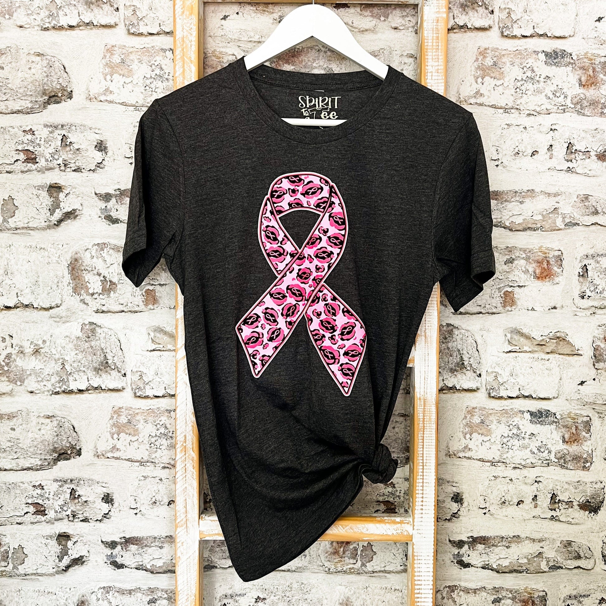 Envy Stylz Boutique Women - Apparel - Shirts - T-Shirts Breast Cancer Awareness Glitter Ribbon Soft Graphic Tee