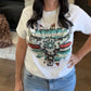 Envy Stylz Boutique Women - Apparel - Shirts - T-Shirts Cow Print Serape Turquoise Bullskull Flower Graphic Tee