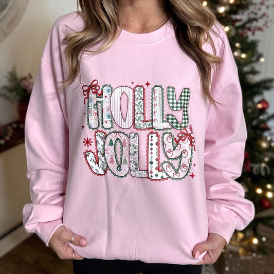 Envy Stylz Boutique Women - Apparel - Shirts - T-Shirts Holly Jolly Bow Patterns Graphic Crewneck
