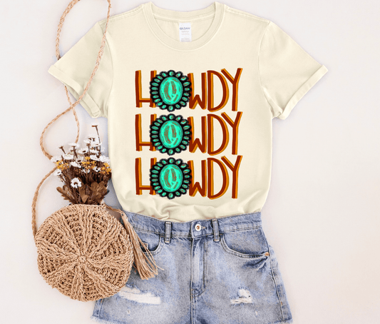 Envy Stylz Boutique Women - Apparel - Shirts - T-Shirts Howdy Turquoise Graphic Tee