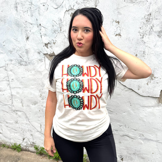 Envy Stylz Boutique Women - Apparel - Shirts - T-Shirts Howdy Turquoise Graphic Tee