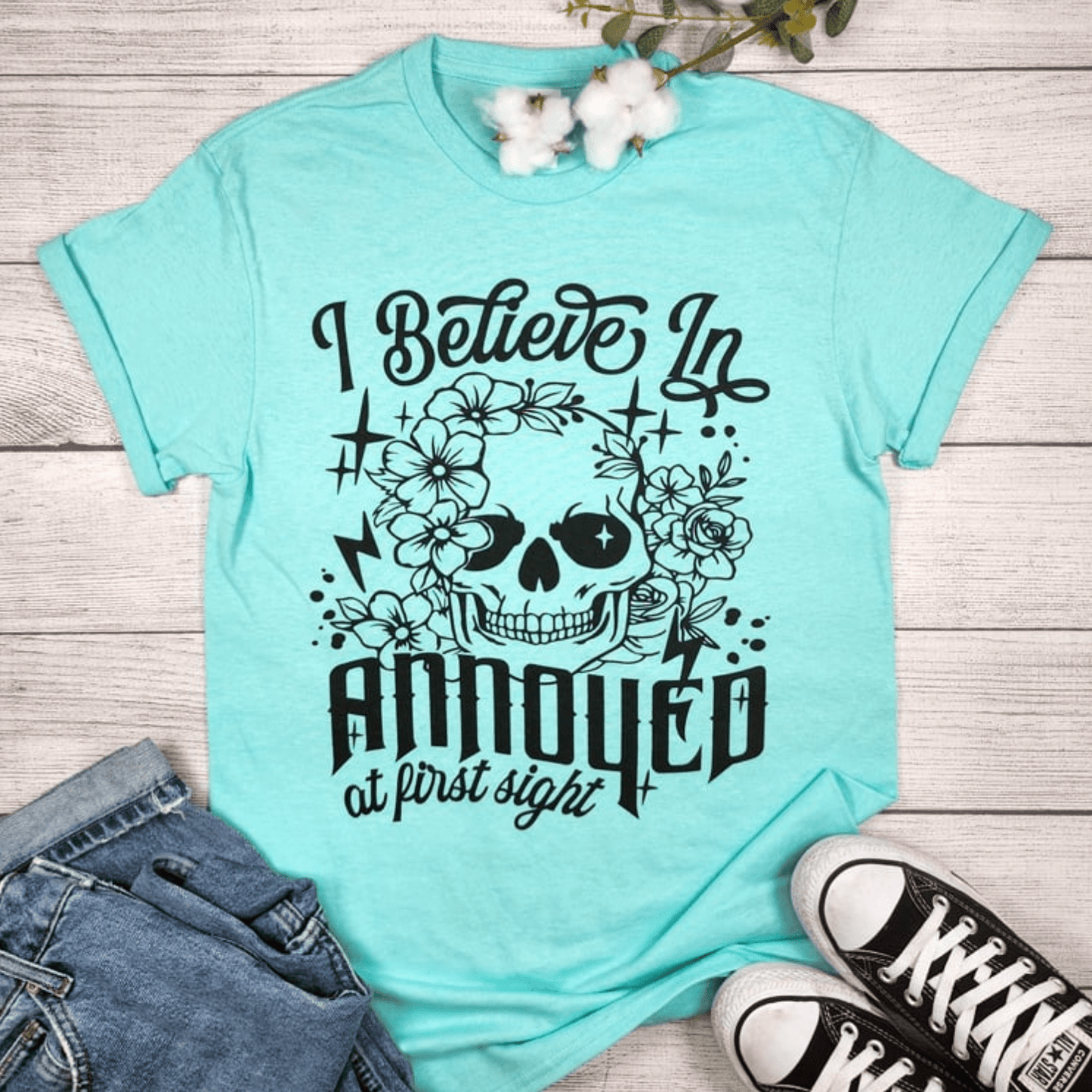 I Believe In Annoyed At First Sight Graphic T-shirt - Envy I Believe In Annoyed At First Sight Graphic T-shirt - Envy