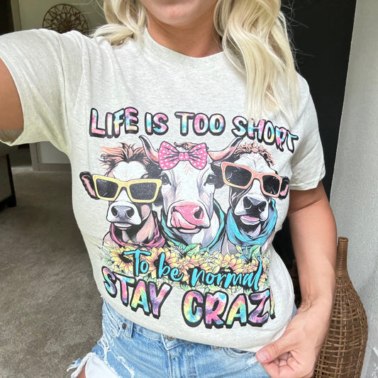 Envy Stylz Boutique Women - Apparel - Shirts - T-Shirts Life Is Too Short TieDye Cows Graphic Tee