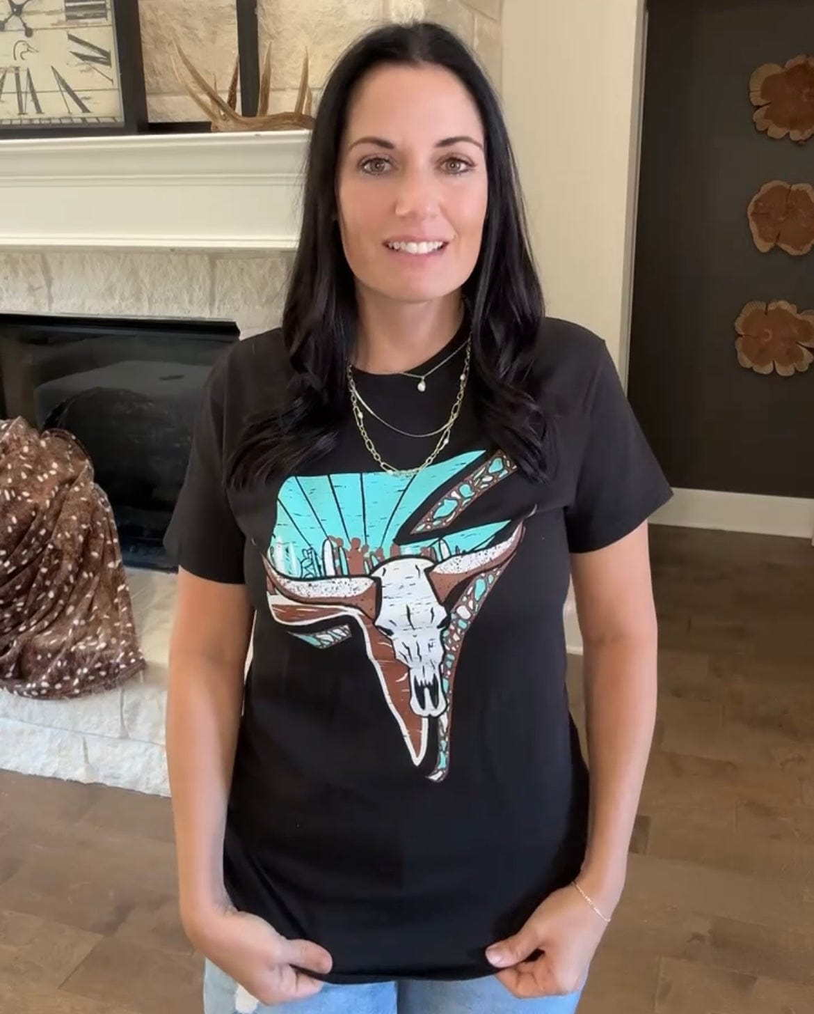 Lightning Cow Skull Graphic T-Shirt - Envy Stylz Boutique