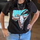 Envy Stylz Boutique Women - Apparel - Shirts - T-Shirts Lightning Cow Skull Graphic Tee