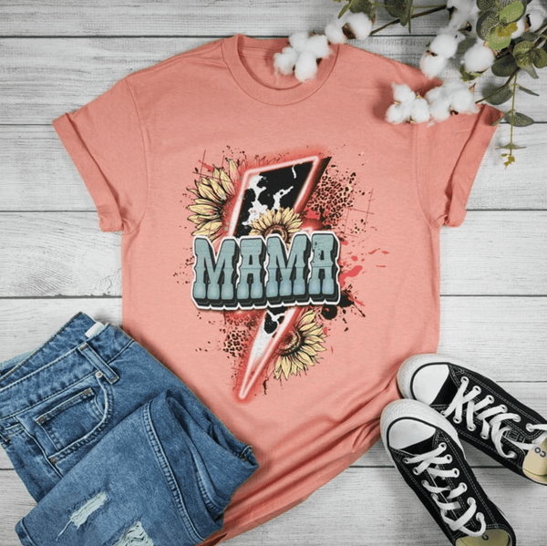 Mama Lightning Cow and Sunflower Graphic T-shirt - Envy