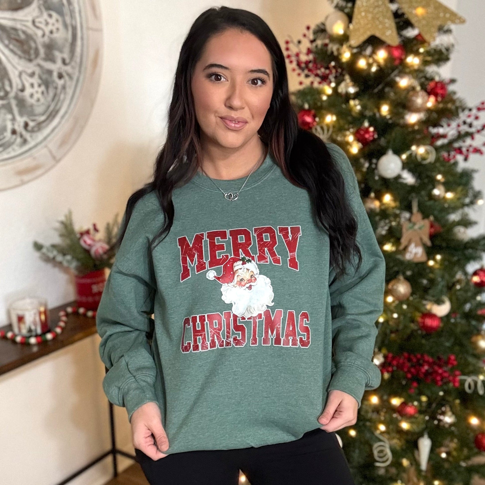 Envy Stylz Boutique Women - Apparel - Shirts - T-Shirts Merry Christmas Santa Graphic Crewneck