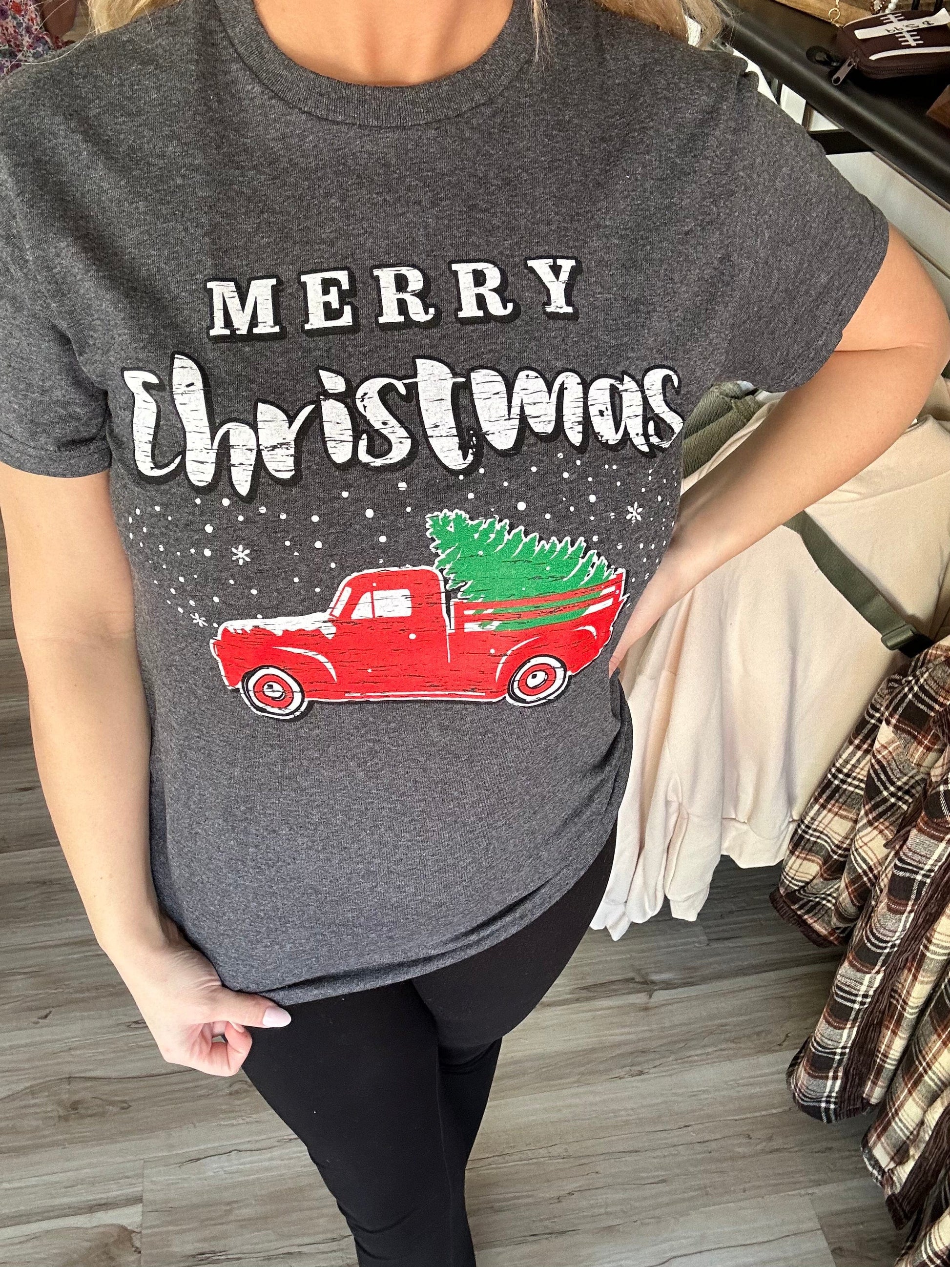 Envy Stylz Boutique Women - Apparel - Shirts - T-Shirts Merry Christmas Truck Graphic Tee