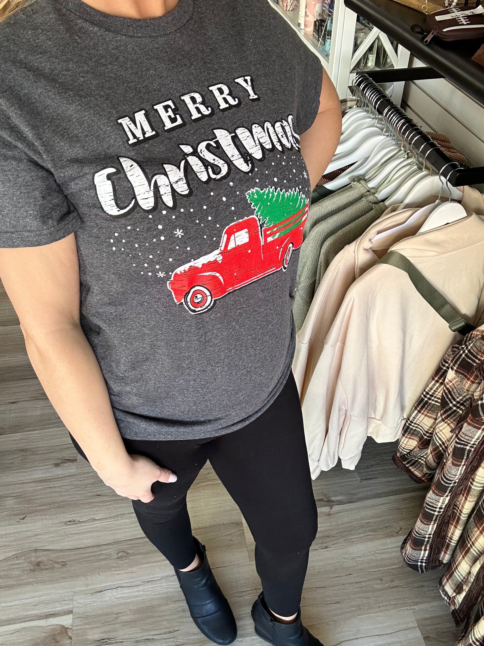 Envy Stylz Boutique Women - Apparel - Shirts - T-Shirts Merry Christmas Truck Graphic Tee