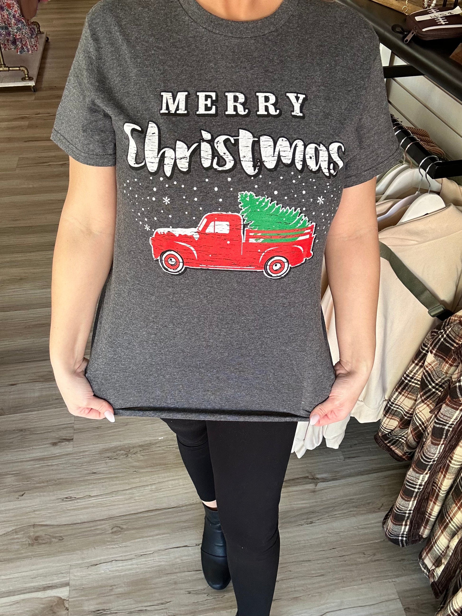 Envy Stylz Boutique Women - Apparel - Shirts - T-Shirts Merry Christmas Truck Graphic Tee